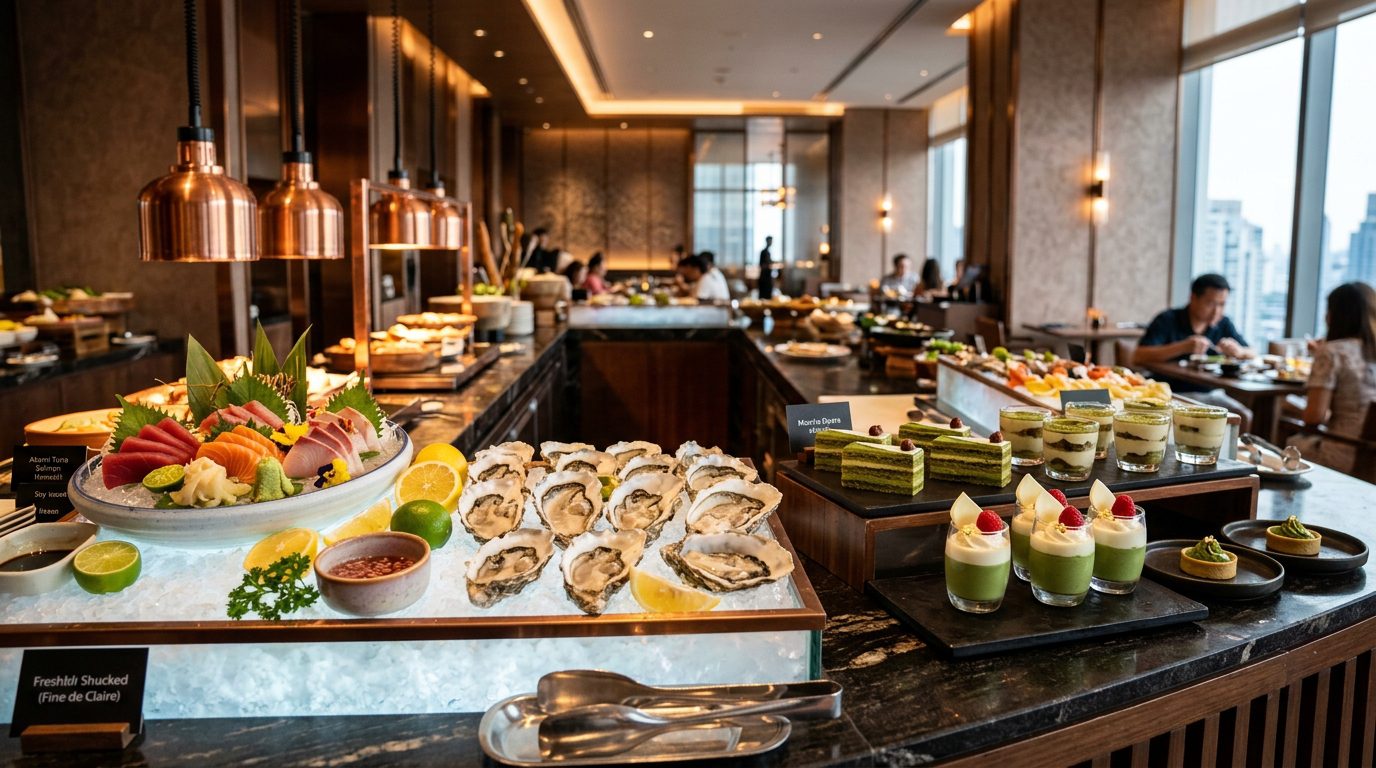 Copper Beyond Buffet 自助餐精緻海鮮生蠔與甜點情境示意