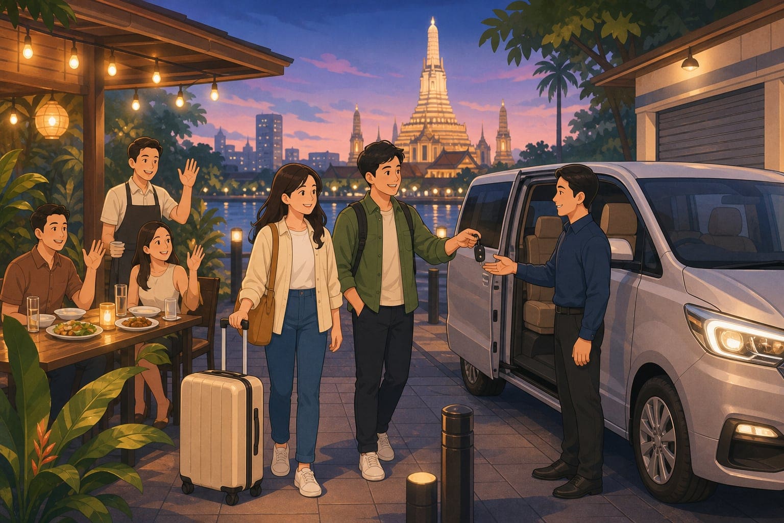 泰國旅遊飲酒後安排包車安全返程示意圖