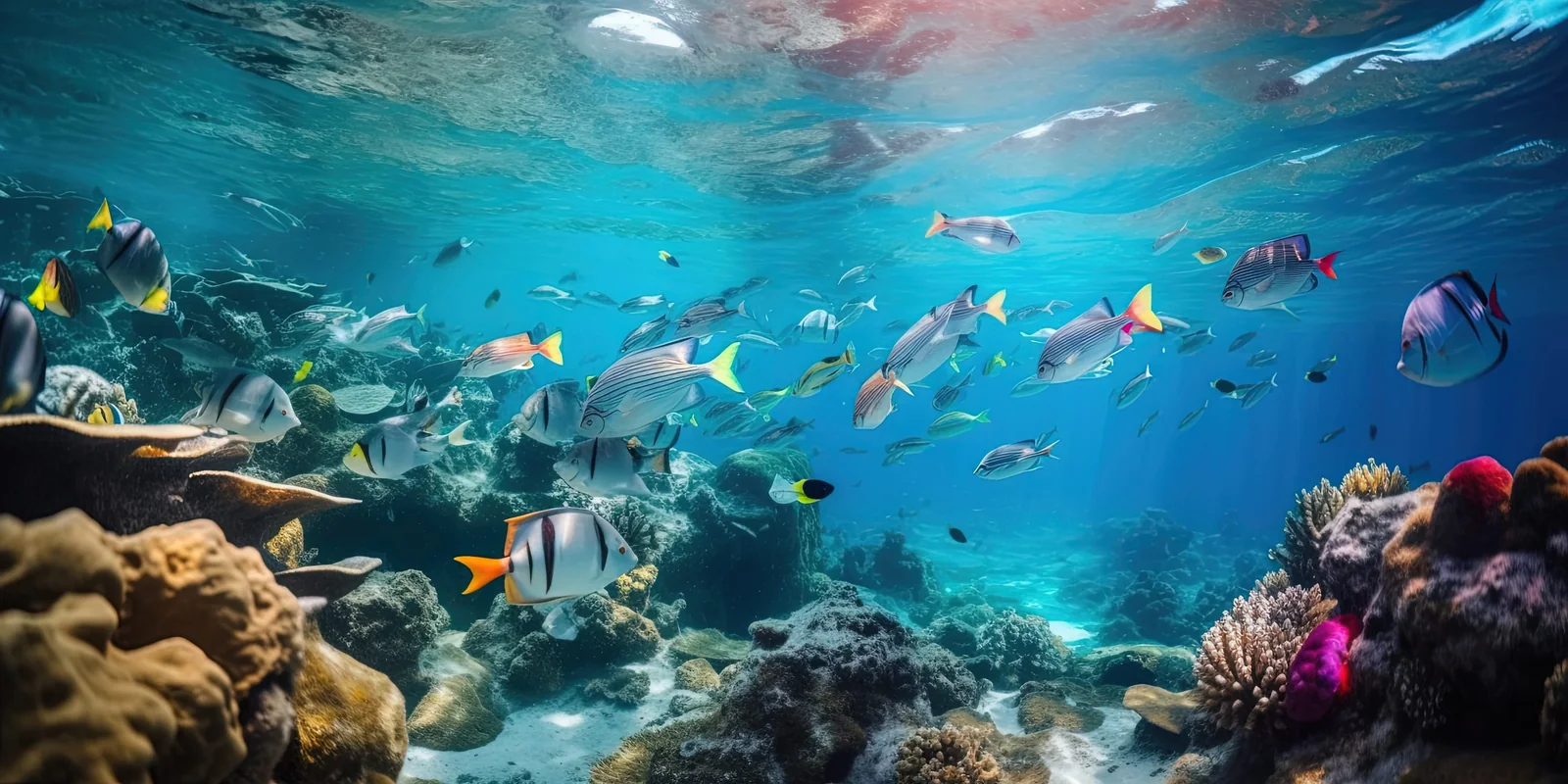沙美島浮潛海域的熱帶魚與珊瑚
