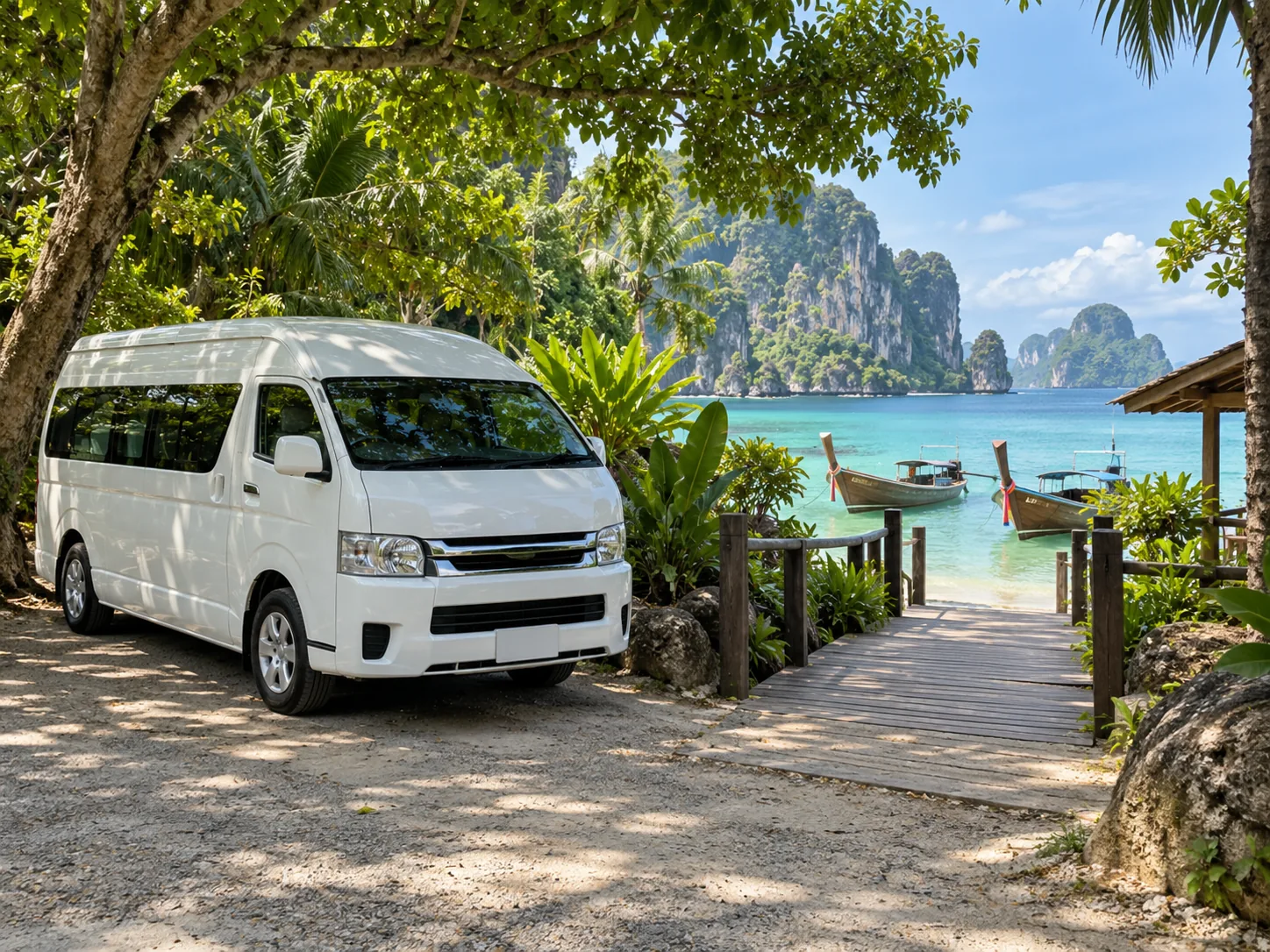 甲米海岸包車接送情境示意